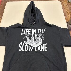 Black hoodie - sloth - life in the slow lane - size Large